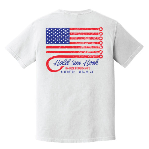 hold em hook distressed flag white back